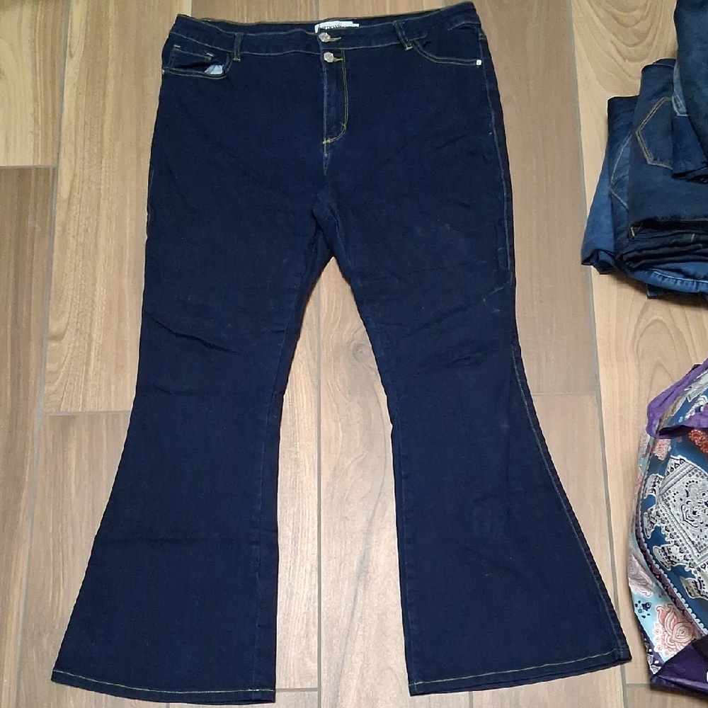 Blue Flare Wide Leg Jeans Classic Denim